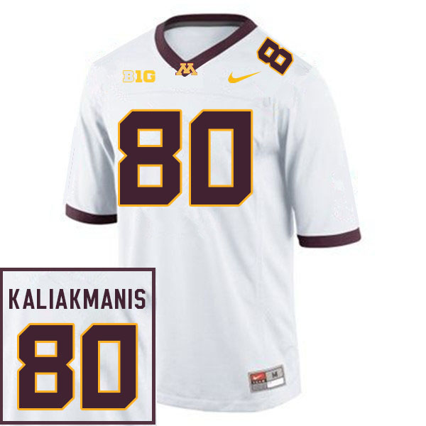 Men #80 Dino Kaliakmanis Minnesota Golden Gophers College Football Jerseys Sale-White - Click Image to Close